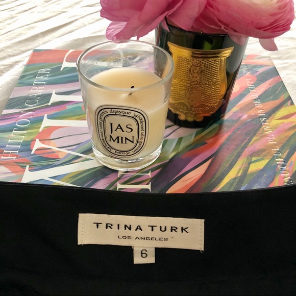 Trina Turk Black Flare Tea / A-Line Midi Skirt (6) - Picture 7 of 14